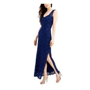 Connected Apparel Royal Blue Sequin Lace Maxi Dress Formal Sz 6 Prom Wedding